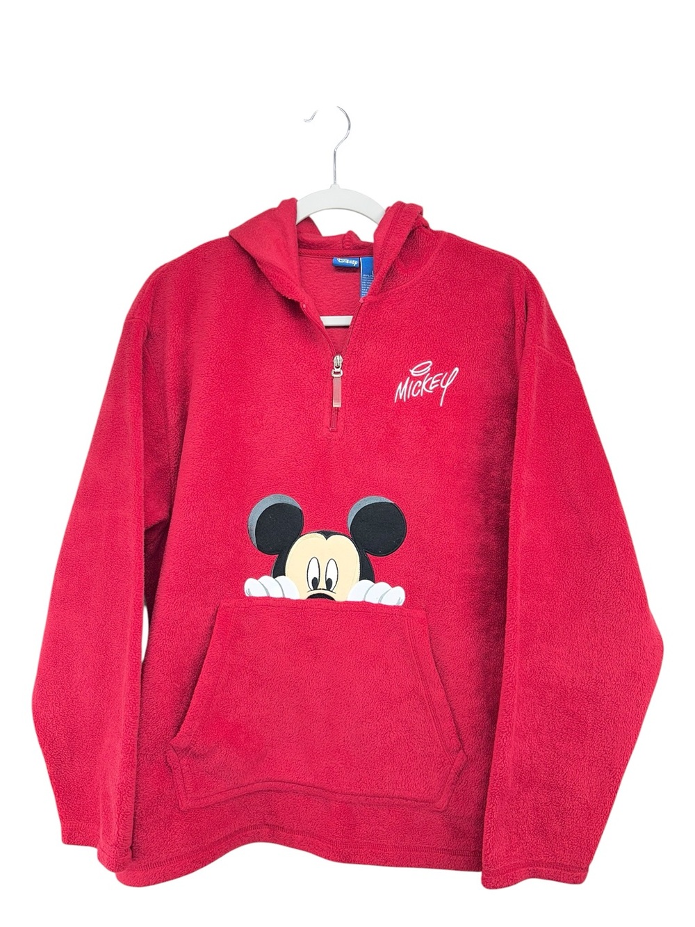 Disney Mickey Red Fleece 1/4 Zip Pullover Womens Large - Picture 1 of 7